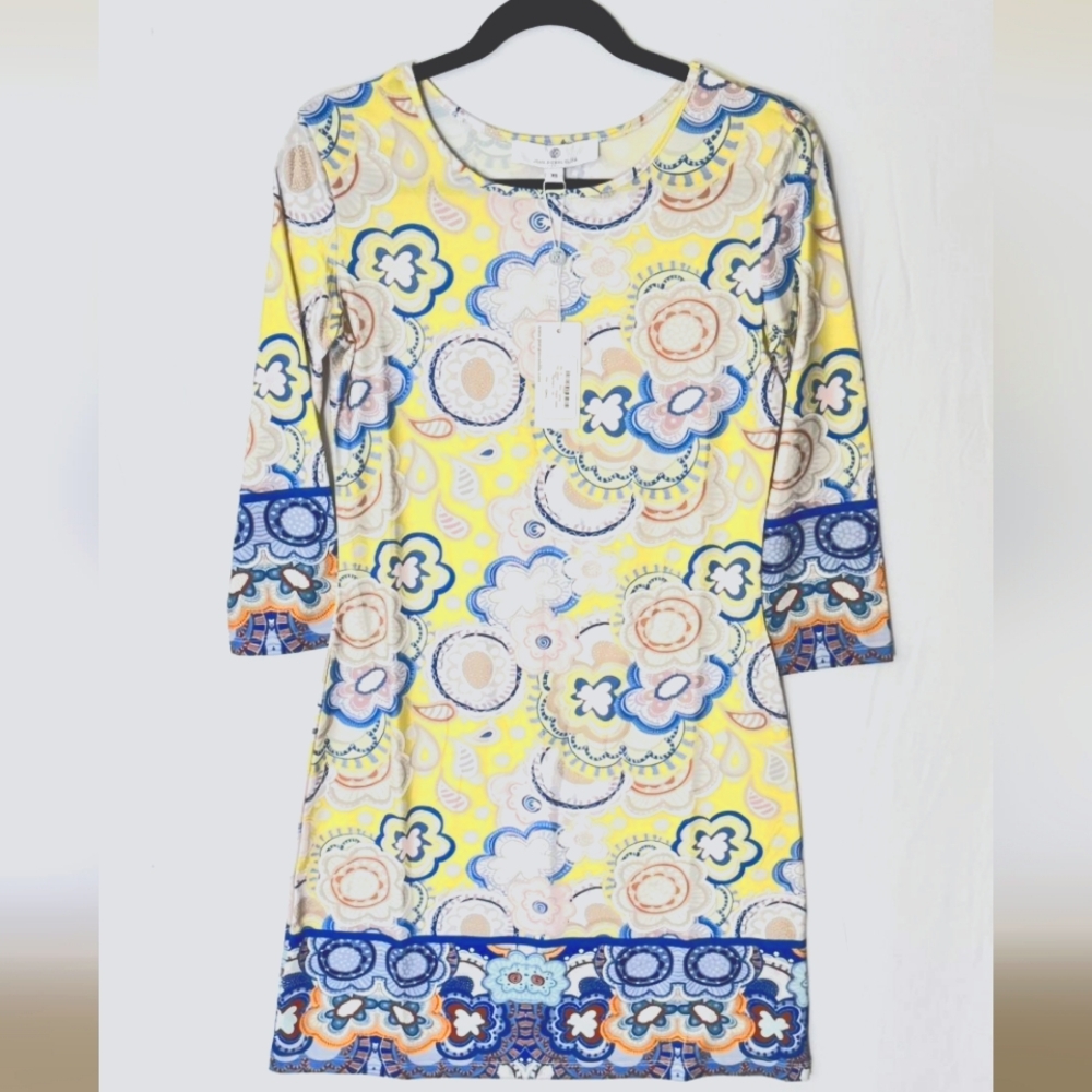 Jean-Pierre Klifa Paris Dress XS Multicolor Floral Print 3/4 Sleeve Shift